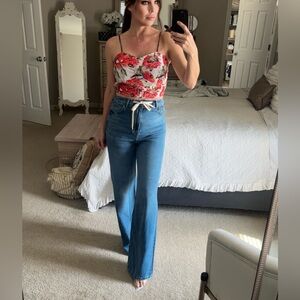 Zara High-Rise Wide Leg Jeans in Medium Blue 32